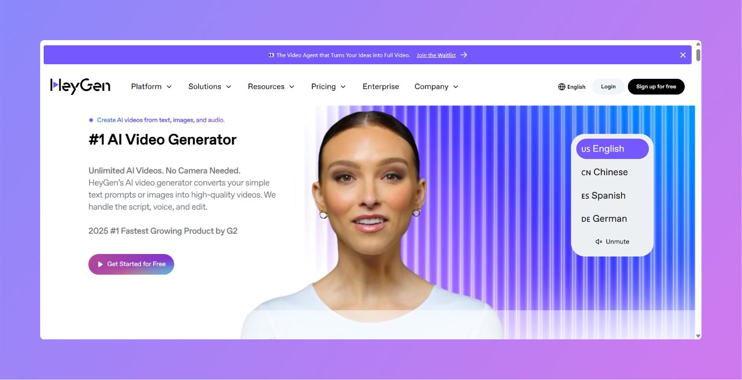 HeyGen Landing page screenshot