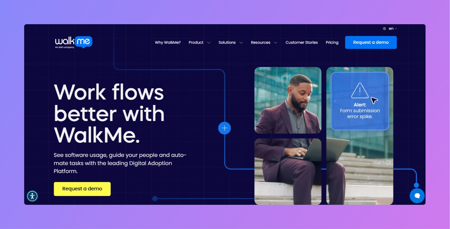 Walkme landing page screenshot