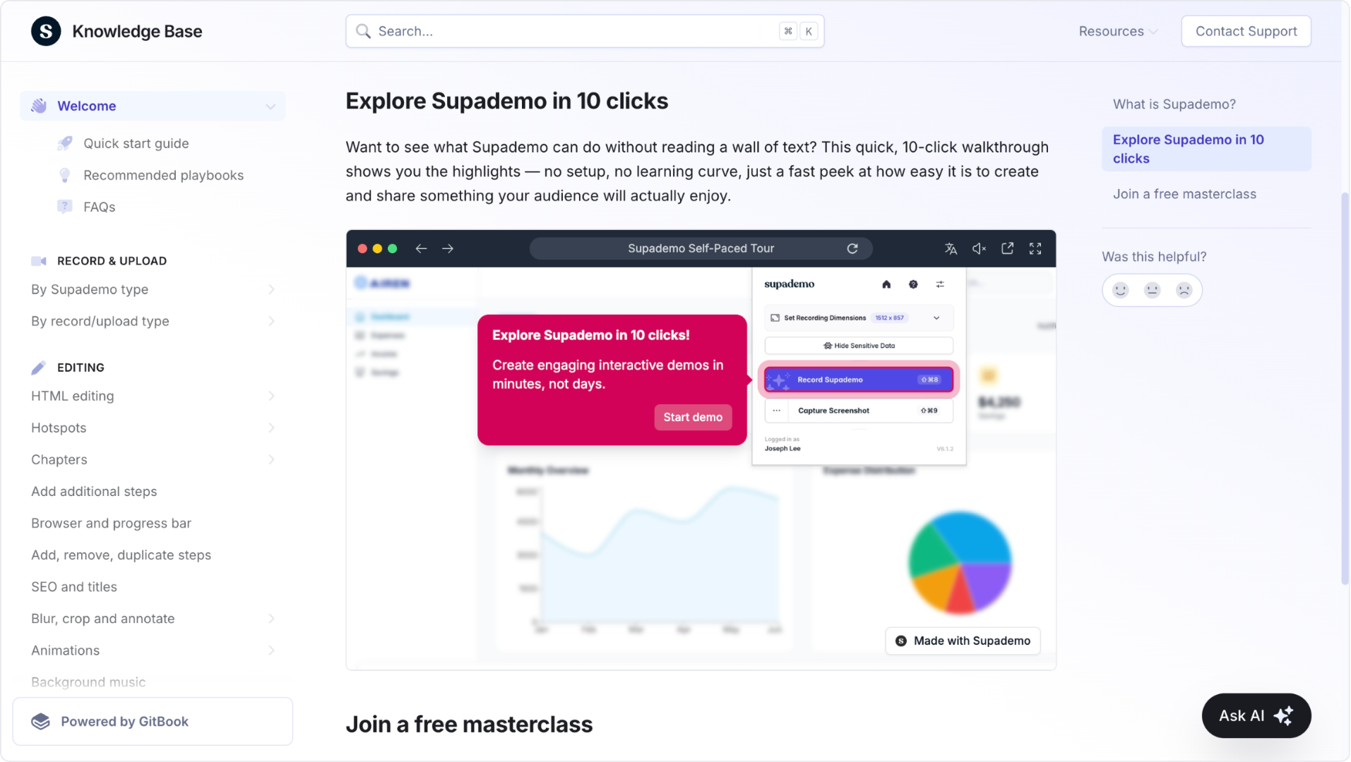 Supademo uses Supademo across its docs for visual, step-by-step walkthrough
