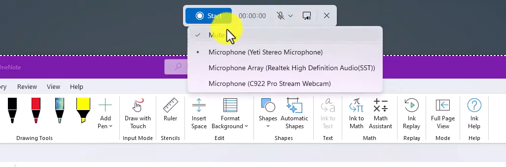 Windows screen recorder audio input