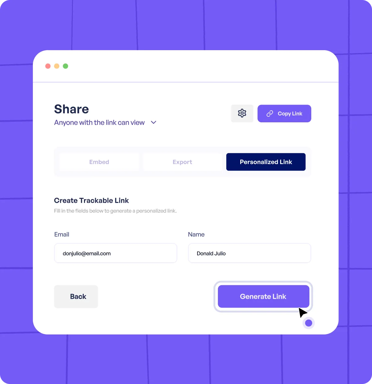 Share your supademos across slack, notion, email etc.