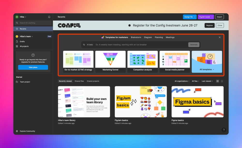 Figma's pre-built templates