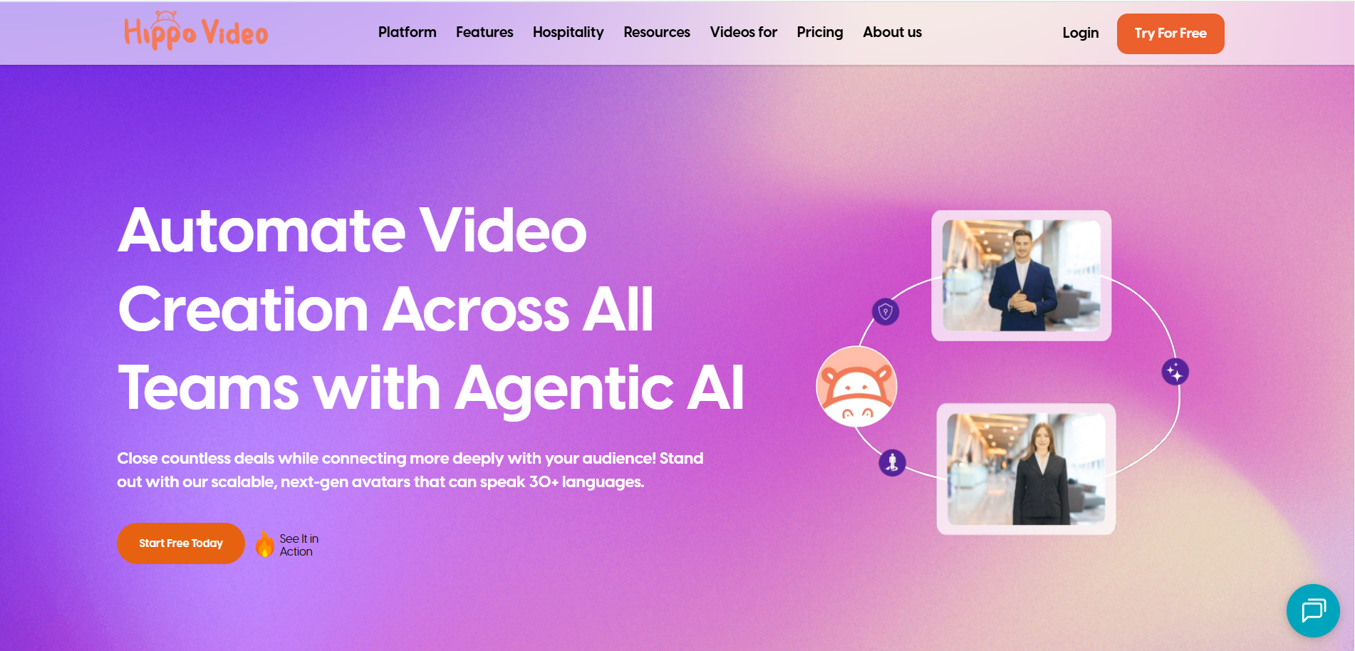 Hippo Video landing page screenshot