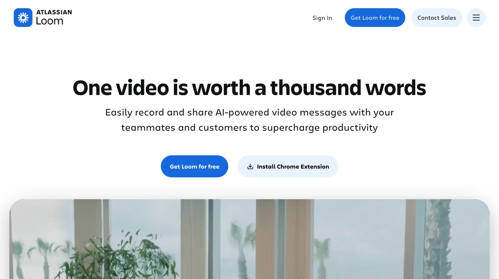 Loom website showing video message recording features for workplace collaboration