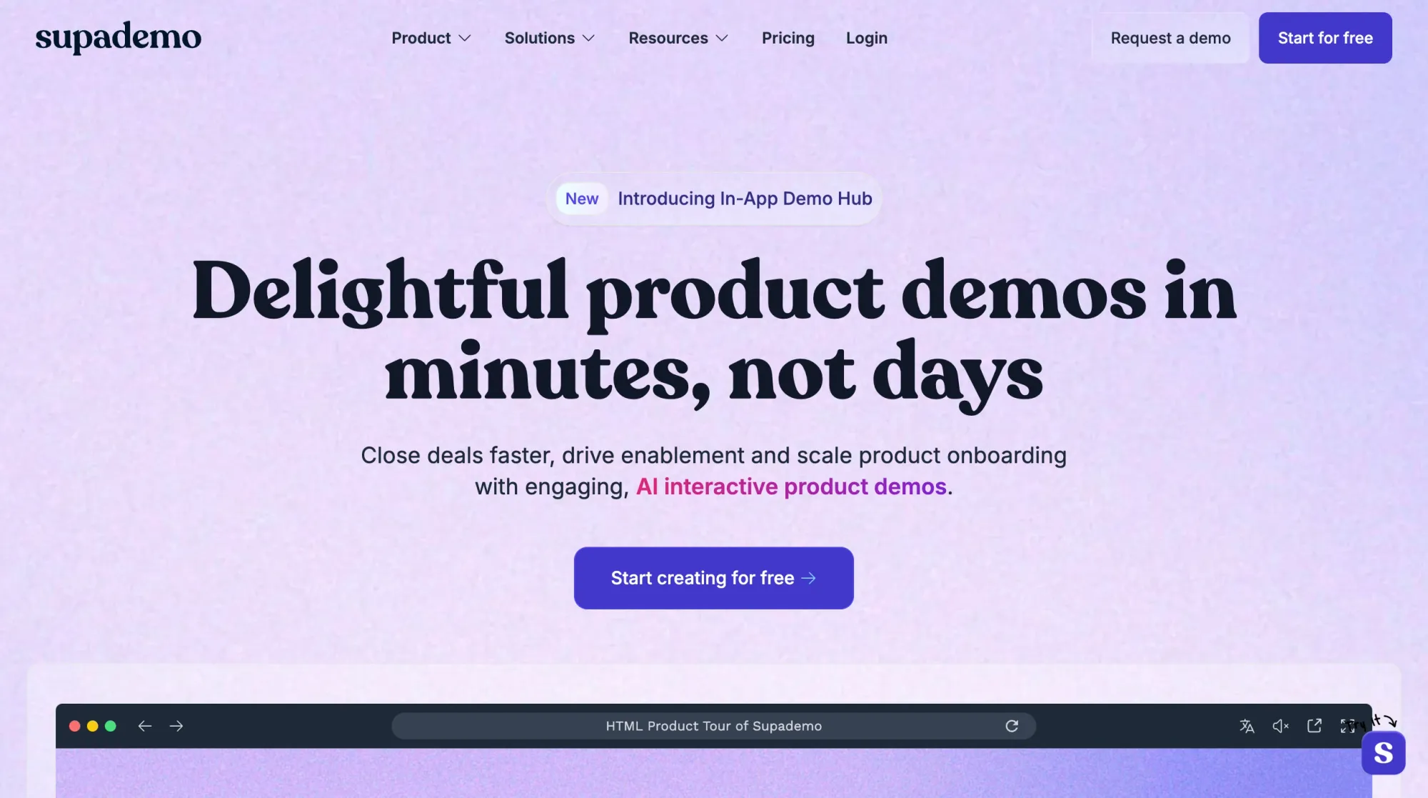 Supademo website showing AI-powered demo creation for product training