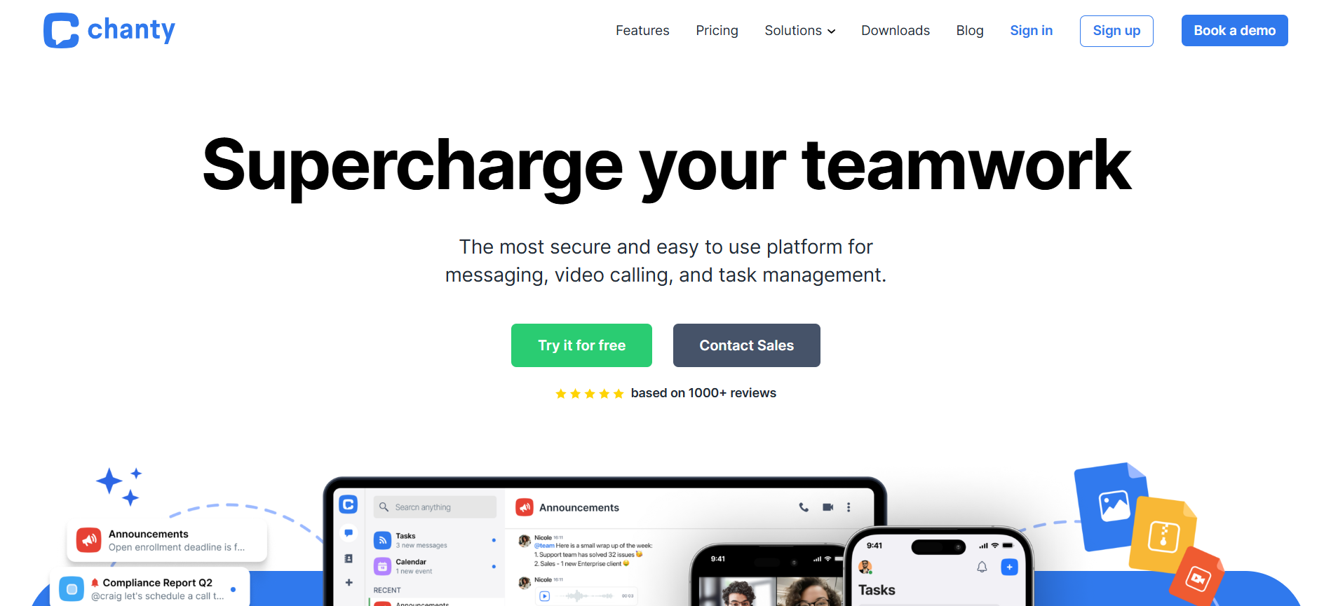 Chanty landing page screenshot