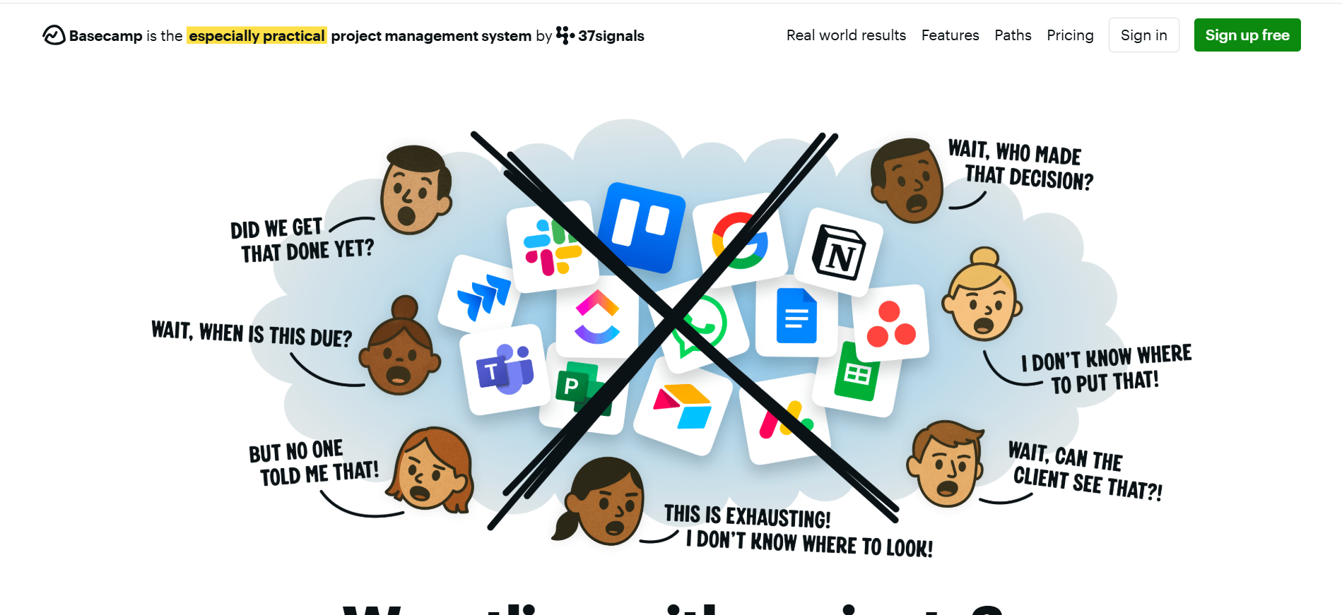 Basecamp landing page screenshot