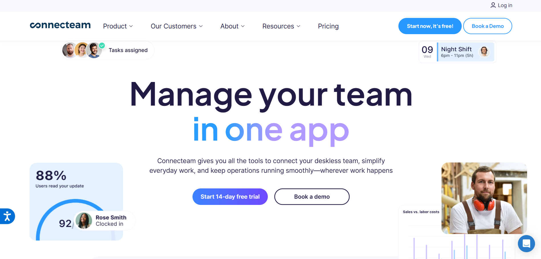 connecteam homescreen