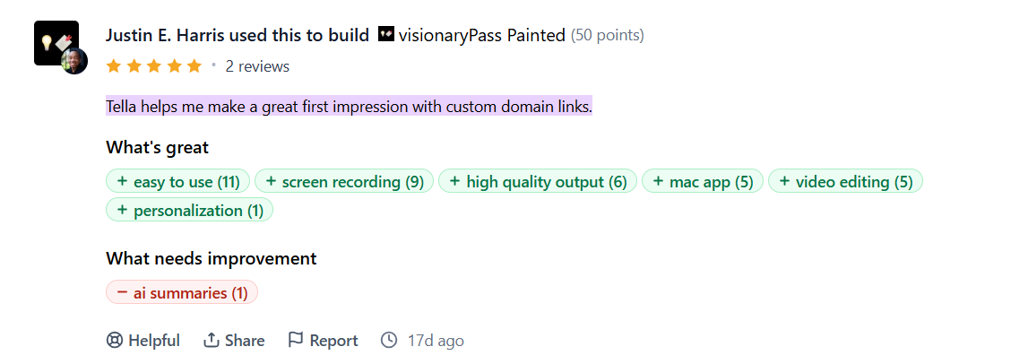 Tella Product Hunt Review
