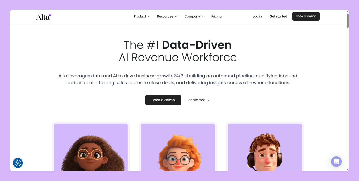 Alta landing page screenshot