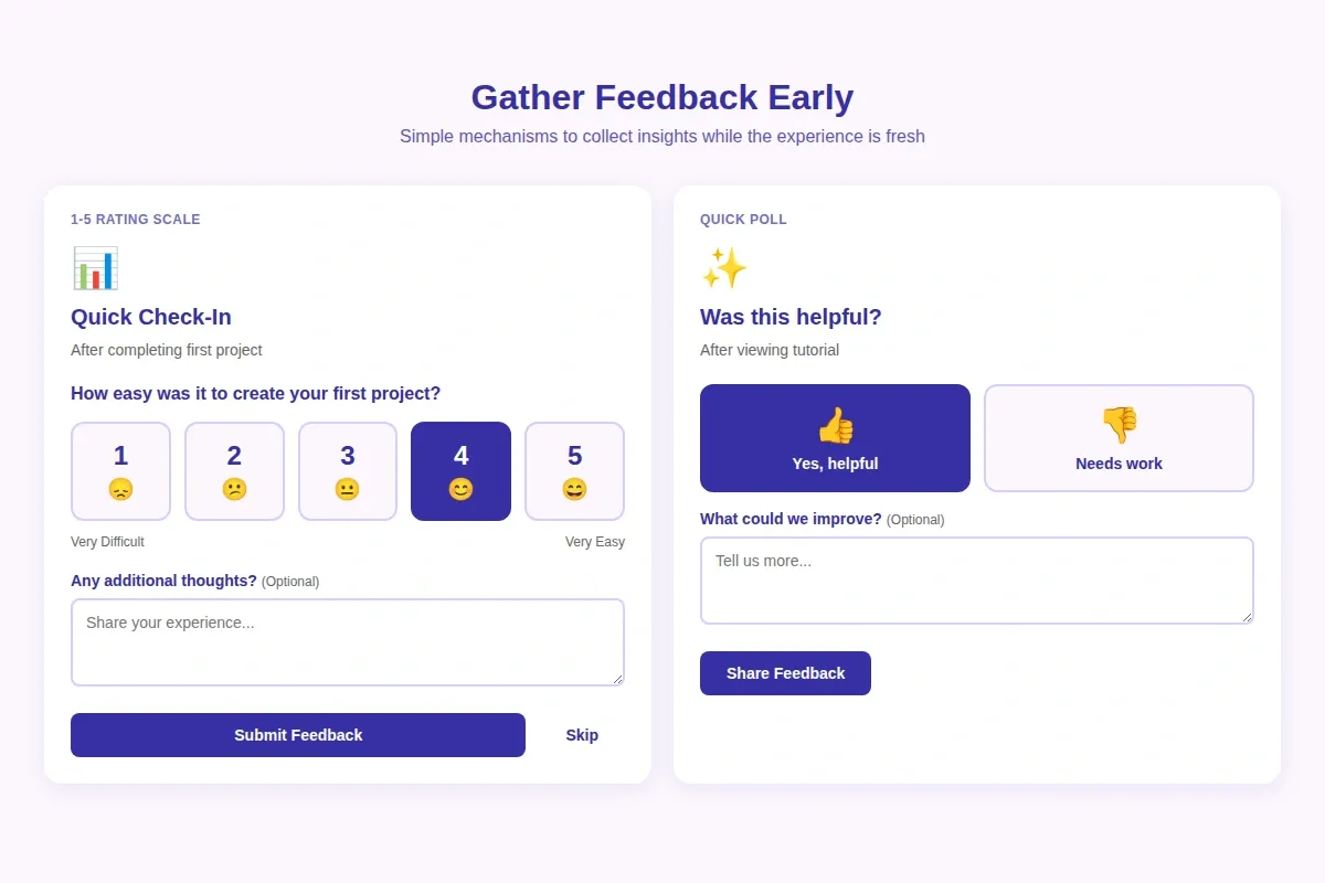 Screen showing rating scale and quick poll for user feedback