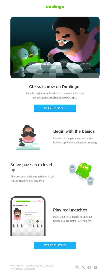 Duolingo Product update email example