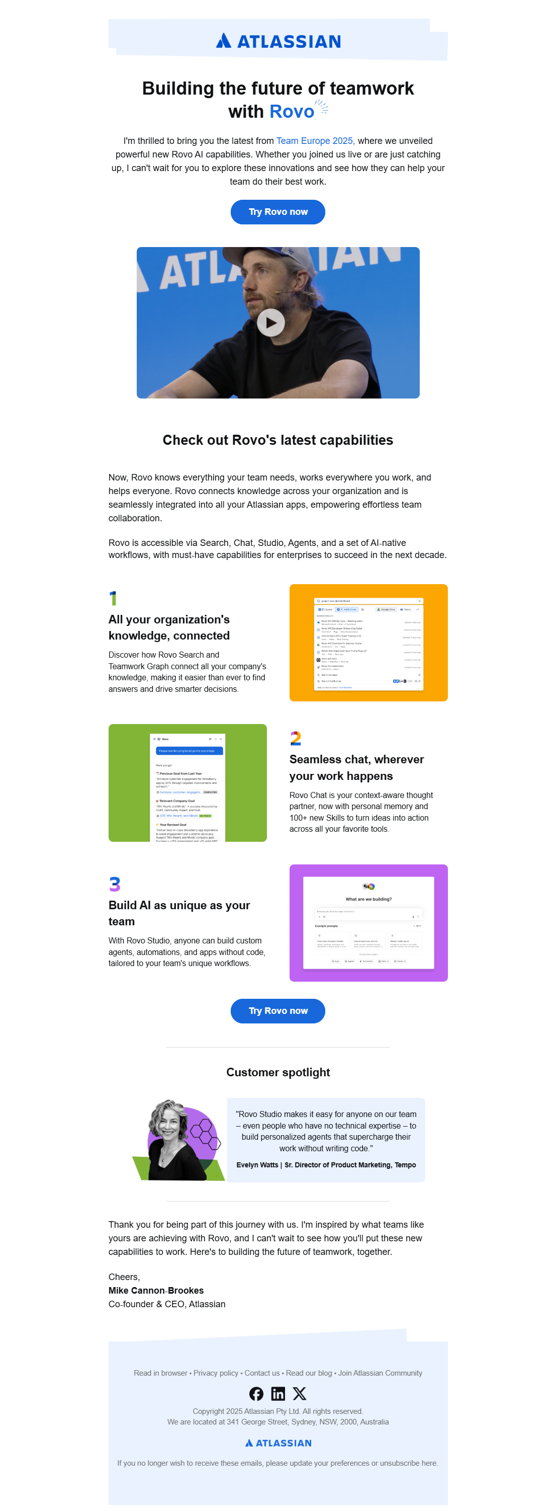 Atlassian Product update example