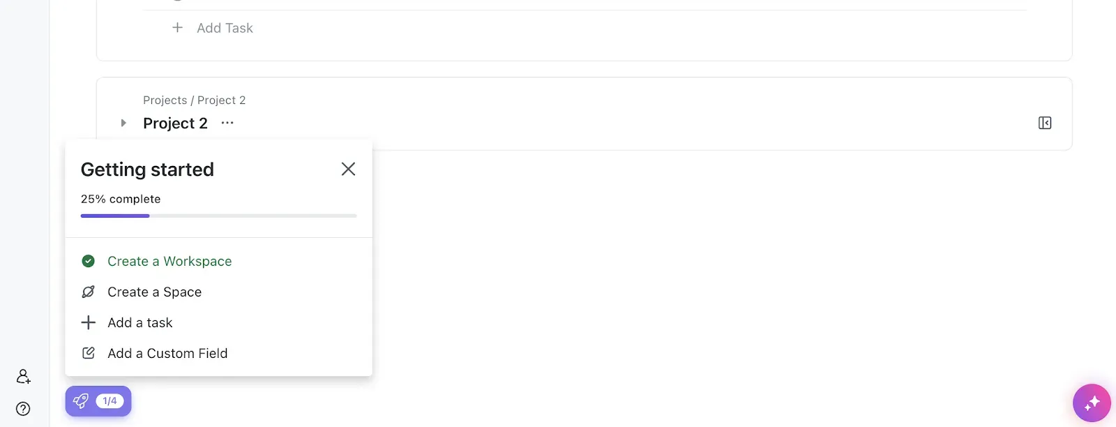 in-app onboarding checklist clickup example