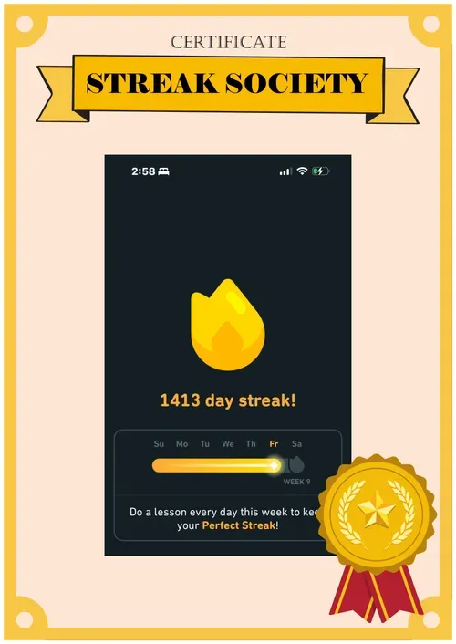 Duolingo user milestone celebration