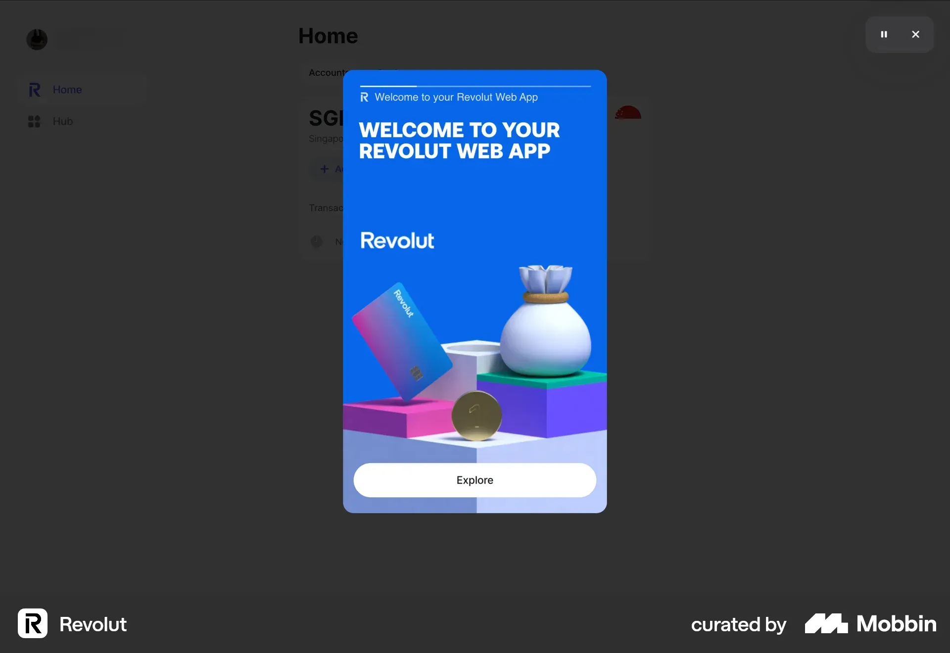 Revolut in-app messaging example