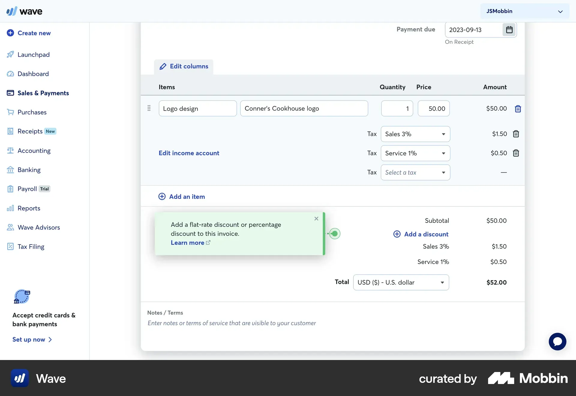 Wave tooltip example