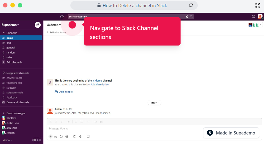 How to Delete a channel in Slack