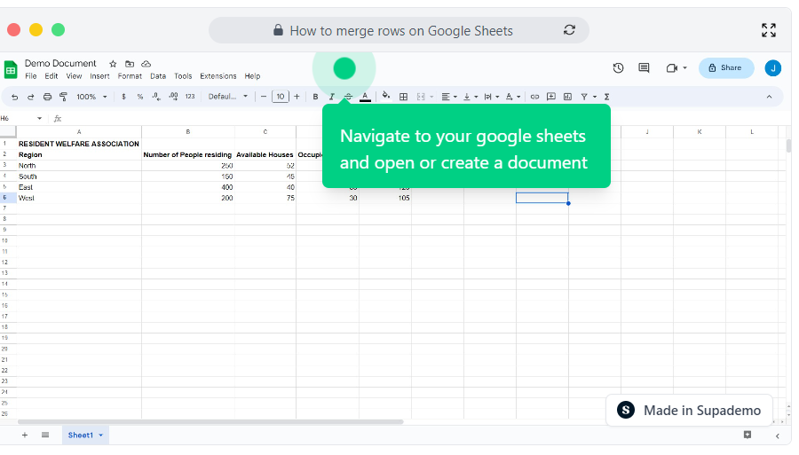 How to merge rows on Google Sheets