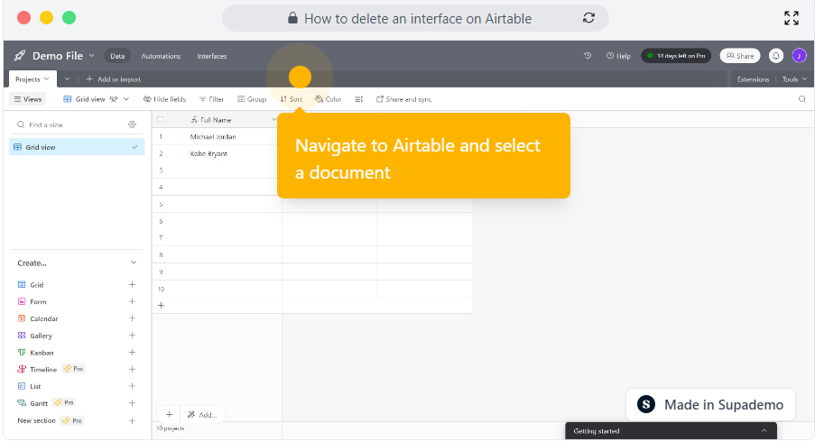 How to delete an interface on Airtable