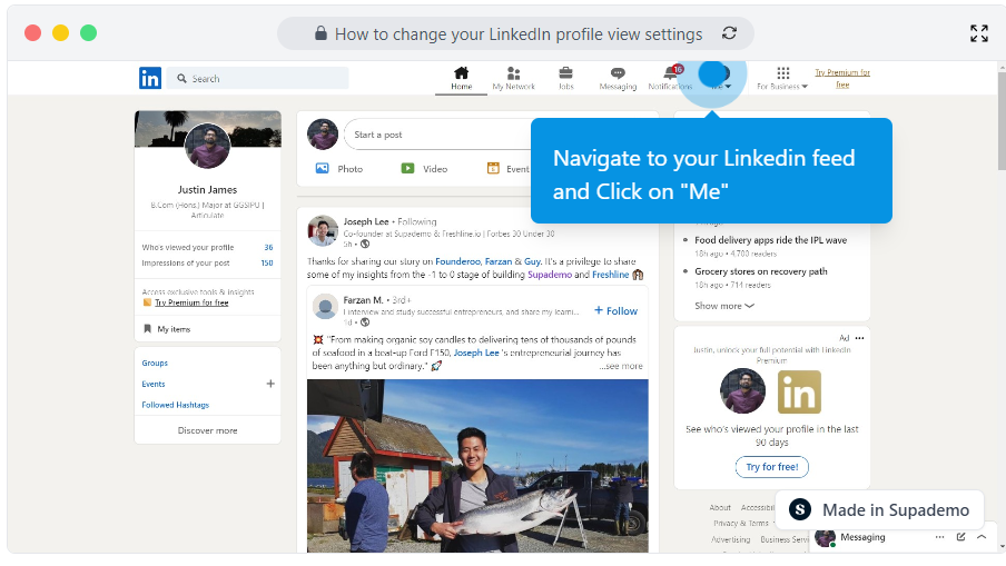 How to change your LinkedIn profile view