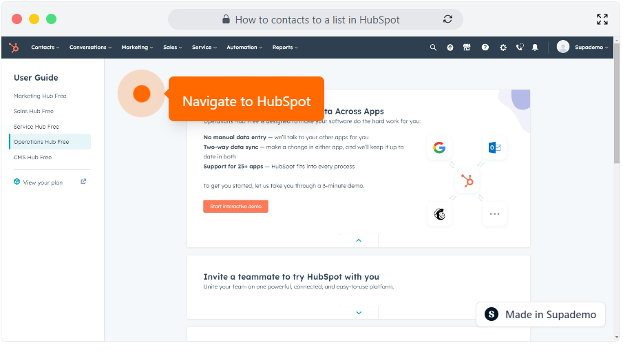 How to contacts to a list in HubSpot
