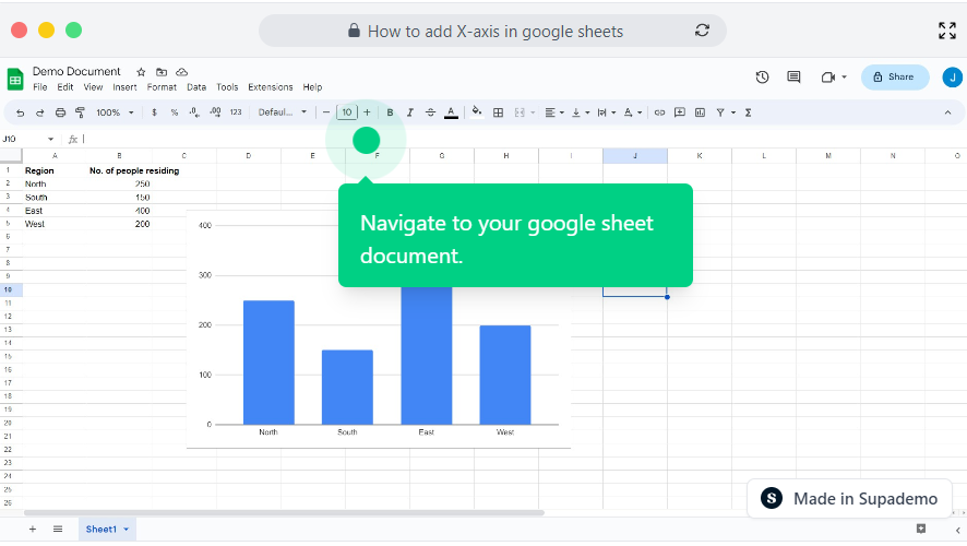 How to add X-axis in google sheets