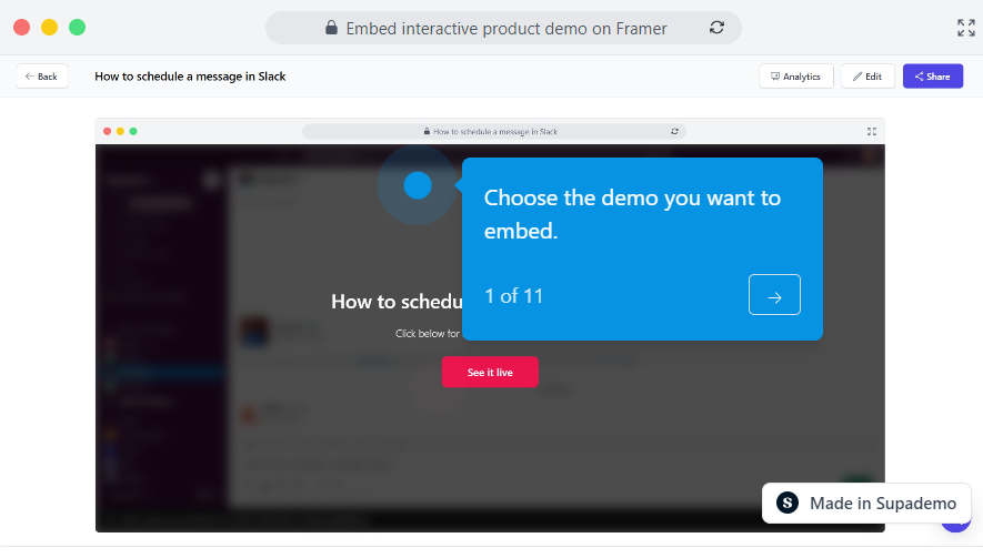 How to embed Supademo on Framer