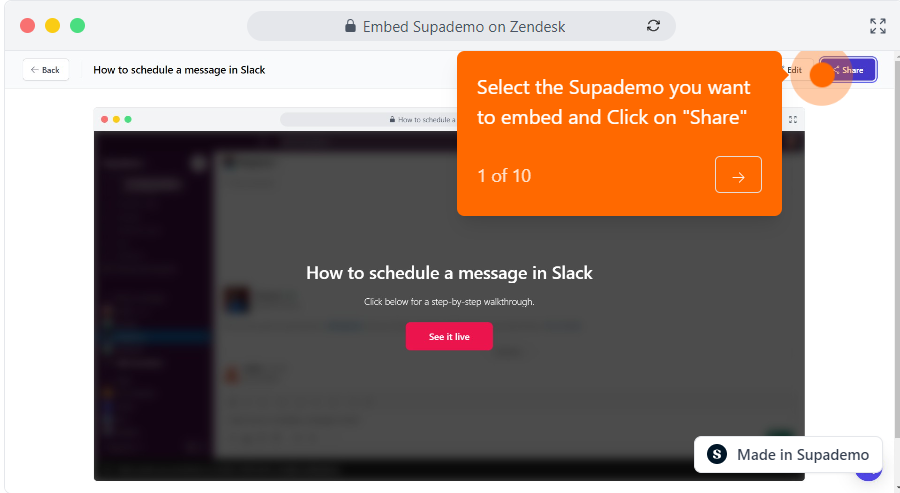 How to embed Supademo on Zendesk
