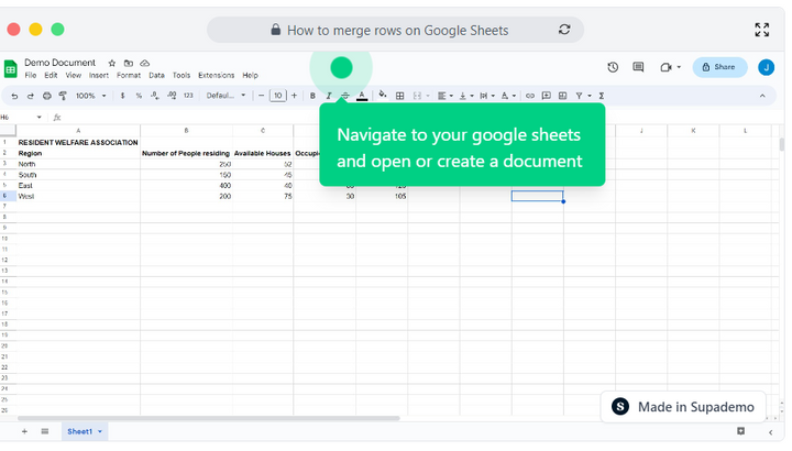 How to merge rows on Google Sheets