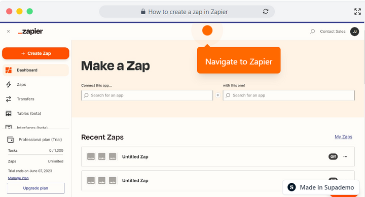 How to create a zap in Zapier
