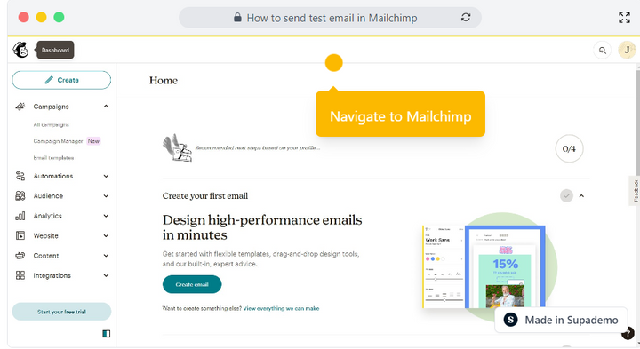 How to send test email in Mailchimp