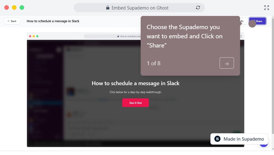 How to embed Supademo on Ghost