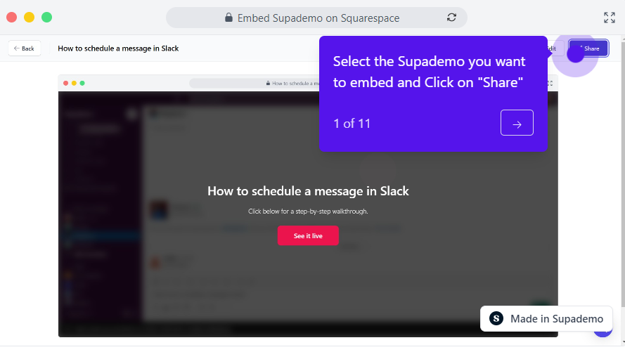 How to embed Supademo on Squarespace