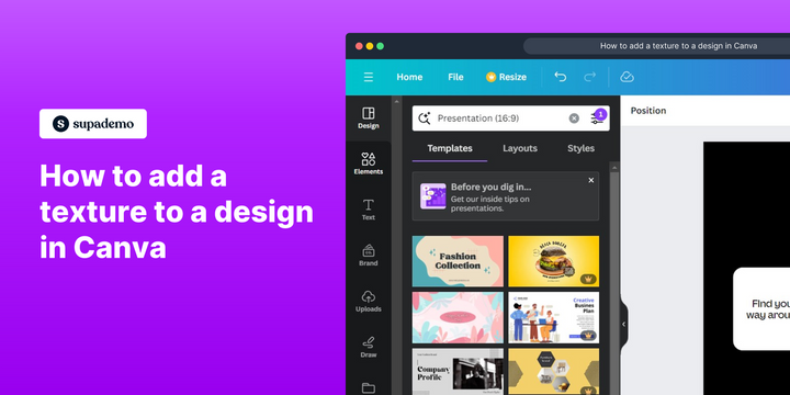 How to add a texture to a design in Canva