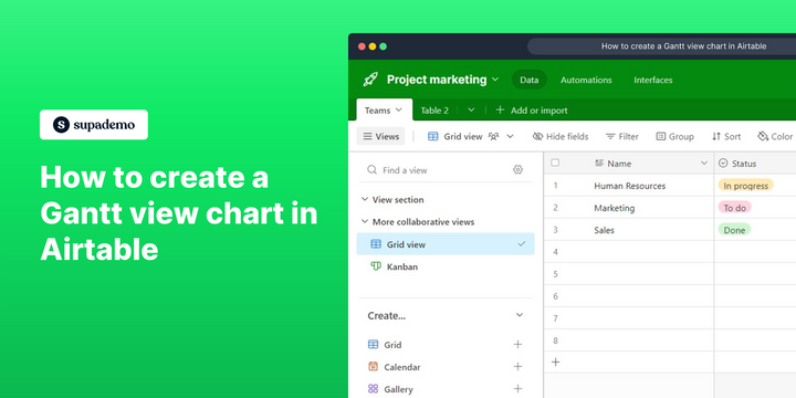 How to create a Gantt view chart in Airtable