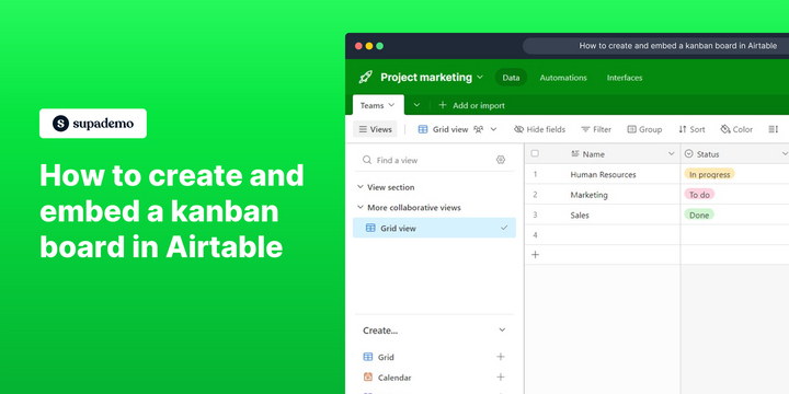 How to set up and embed a kanban board in Airtable