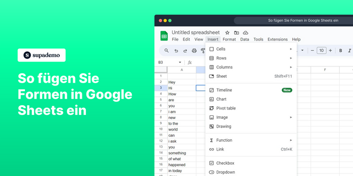 So fügen Sie Formen in Google Sheets ein