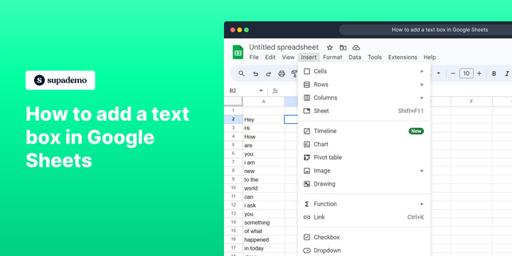 How to add a text box in Google Sheets