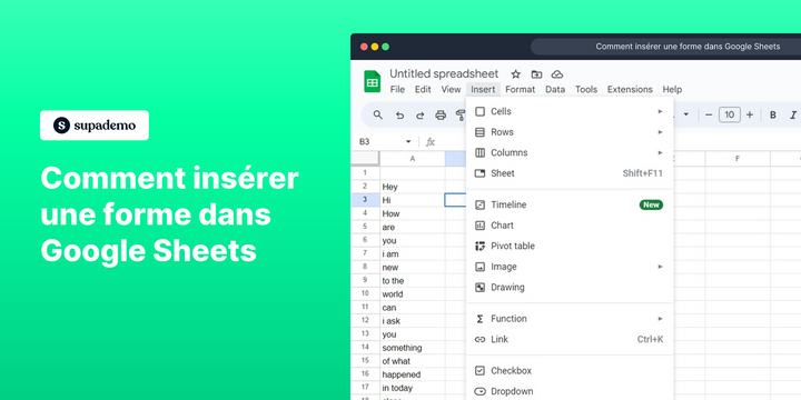 Comment insérer une forme dans Google Sheets