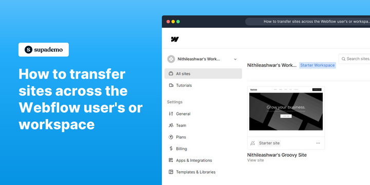 How to transfer sites across Webflow accounts