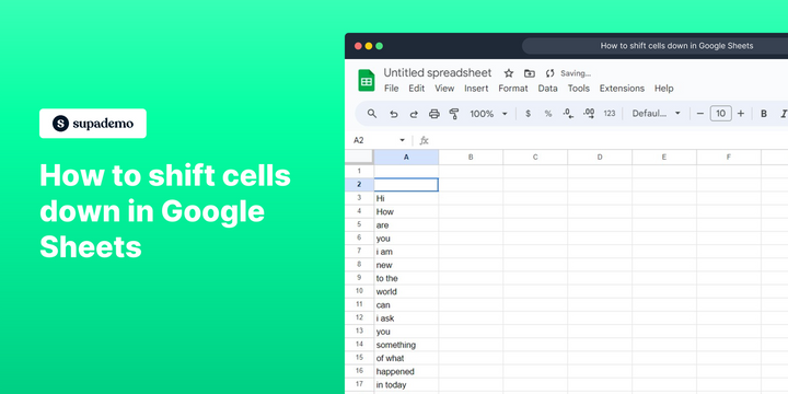 How to shift cells down in Google Sheets