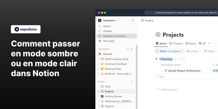 Comment passer en mode sombre ou en mode clair dans Notion