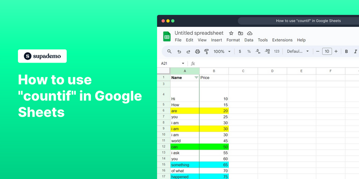 How to use "countif" in Google Sheets