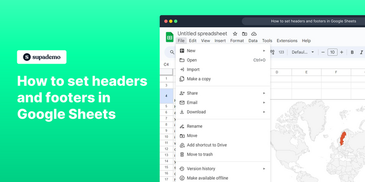 How to set headers and footers in Google Sheets