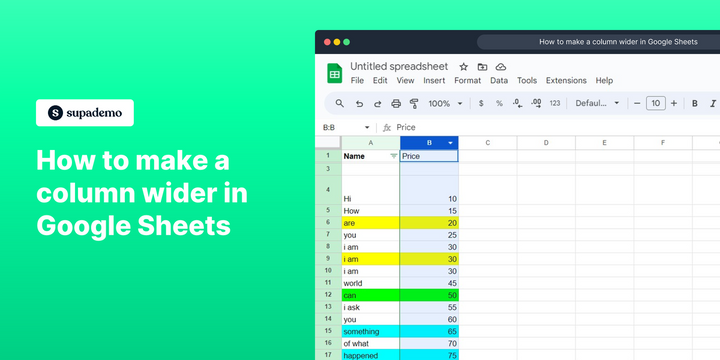 How to make a column wider in Google Sheets