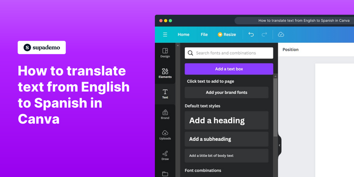 How to translate text from English to Spanish in Canva