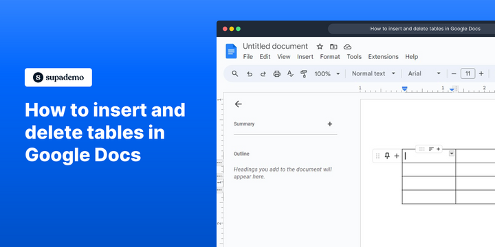 How to insert and delete tables in Google Docs