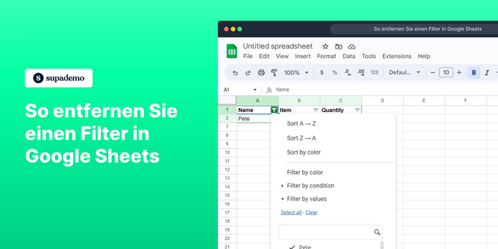 So entfernen Sie einen Filter in Google Sheets