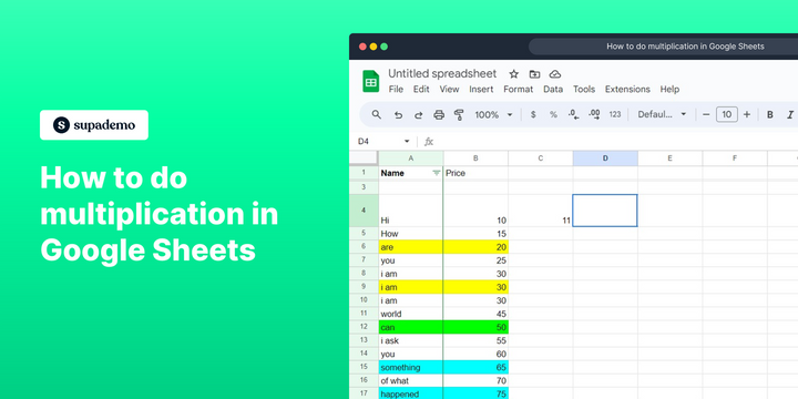 How to do multiplication in Google Sheets